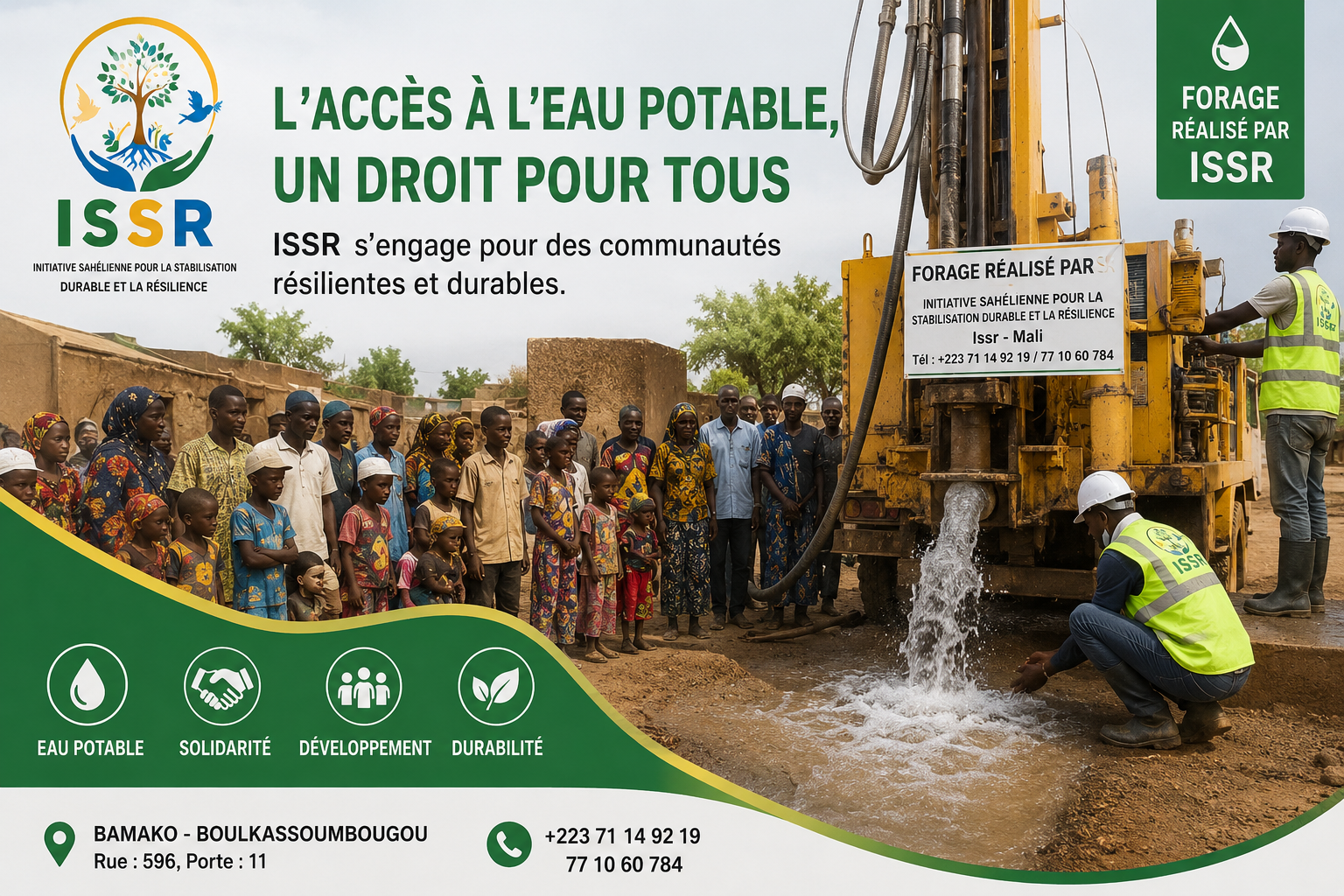 Forage et accès à l'eau potable réalisé par ISSR